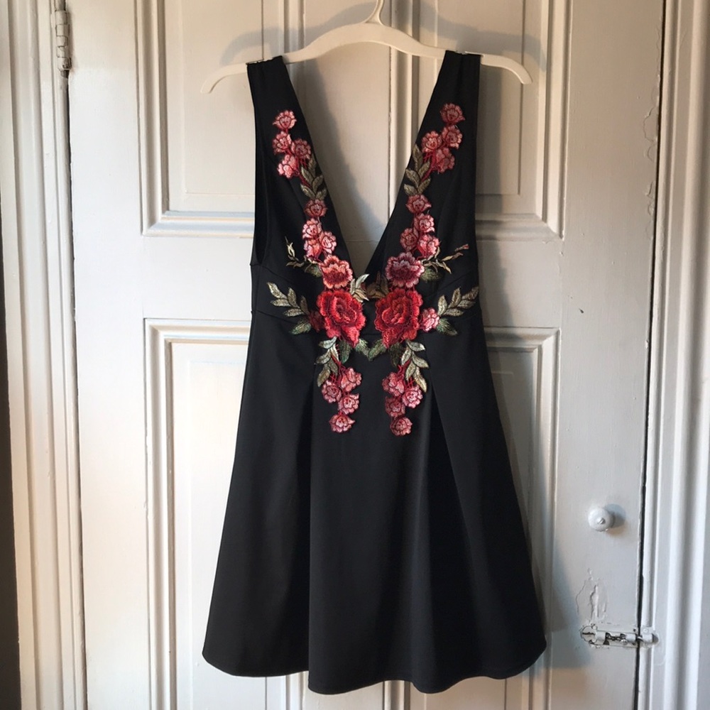 Embroidered little black dress